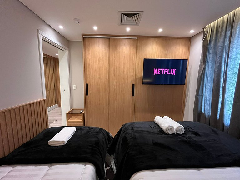 Flat Hotel Guarulhos com 2 Quartos até 6 pessoas