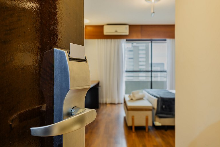 Moderno Flat Paulista Hotel | Vaga, AC e Wi-Fi