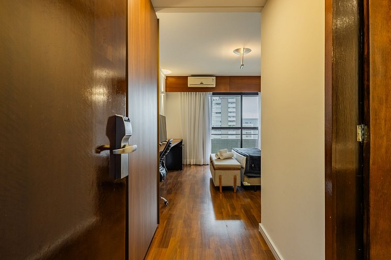 Moderno Flat Paulista Hotel | Vaga, AC e Wi-Fi