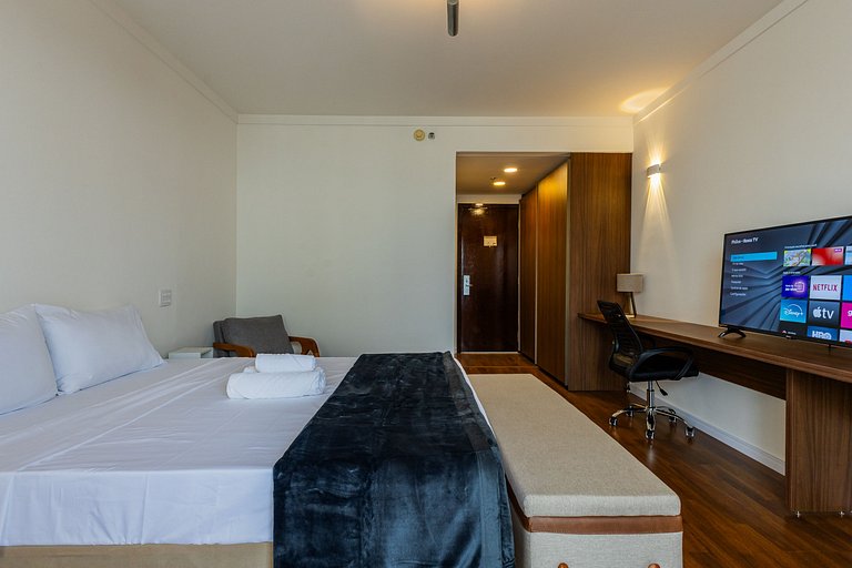 Moderno Flat Paulista Hotel | Vaga, AC e Wi-Fi