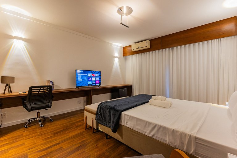 Moderno Flat Paulista Hotel | Vaga, AC e Wi-Fi