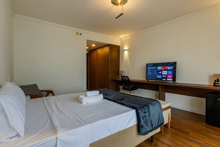 Moderno Flat Paulista Hotel | Vaga, AC e Wi-Fi