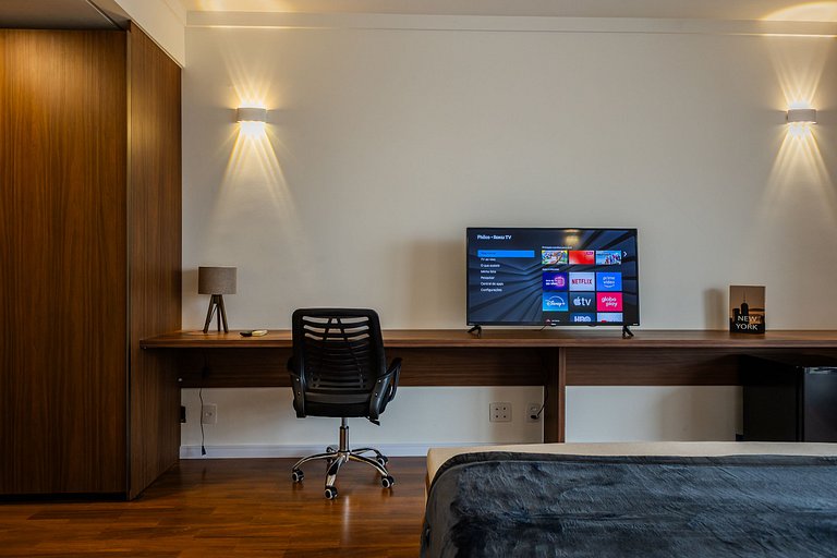 Moderno Flat Paulista Hotel | Vaga, AC e Wi-Fi