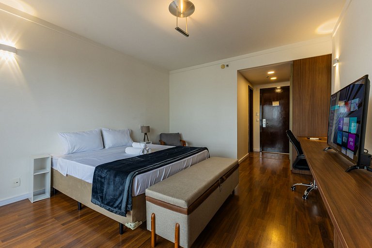 Moderno Flat Paulista Hotel | Vaga, AC e Wi-Fi