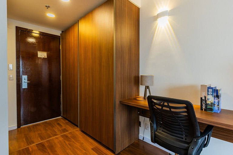 Moderno Flat Paulista Hotel | Vaga, AC e Wi-Fi