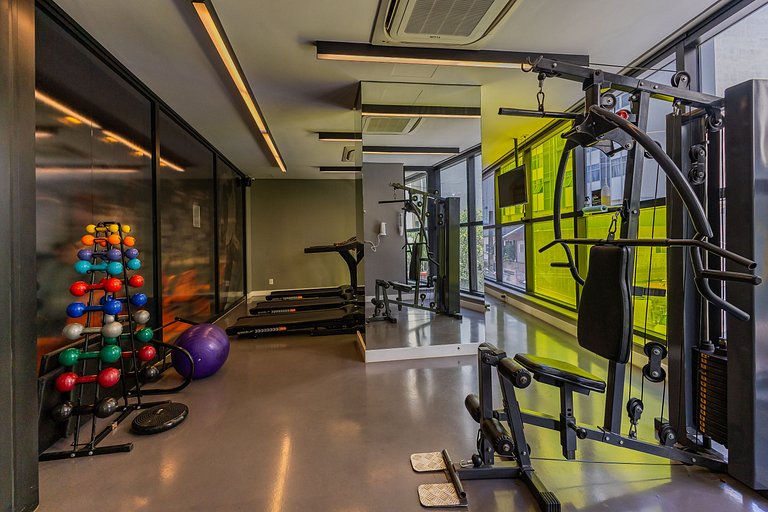 Moderno Studio na República com Ar e piscina