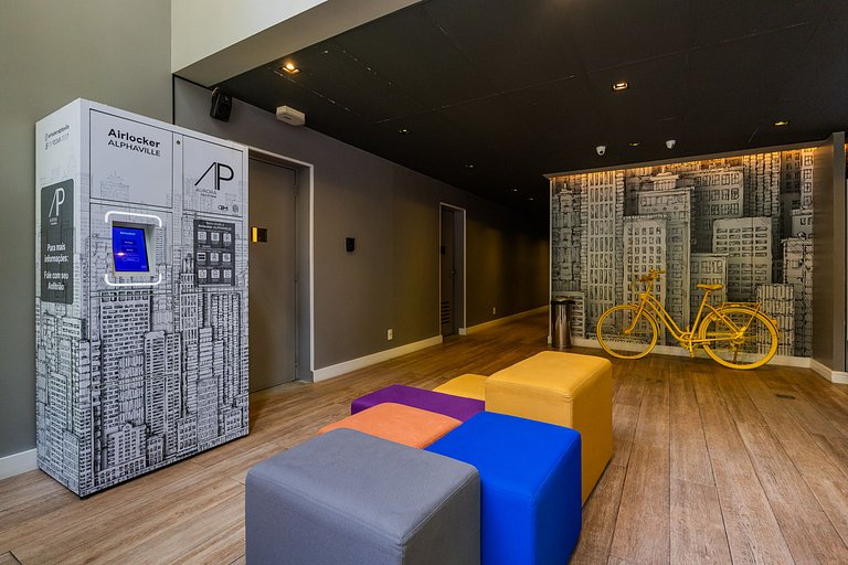 Moderno Studio na República com Ar e piscina