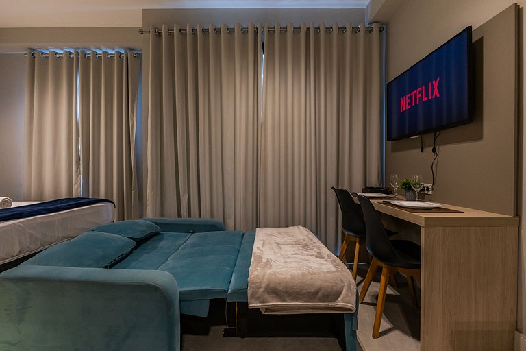 Moderno Studio Vila Madalena Wi-fi + AC | Delfhy