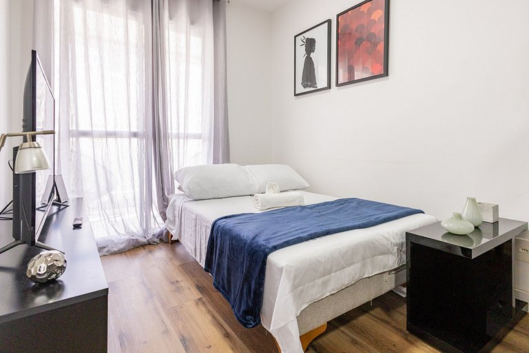 Apê Confortável 1 dorm. República | Vaga e Piscina