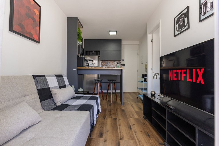 Apê Confortável 1 dorm. República | Vaga e Piscina