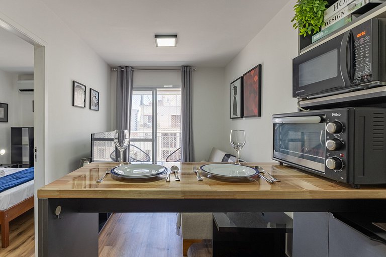 Apê Confortável 1 dorm. República | Vaga e Piscina