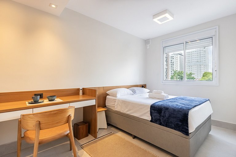 Sofisticado apê com 1 dormitório em Moema