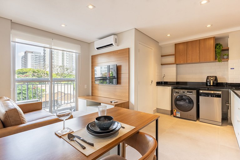 Sofisticado apê com 1 dormitório em Moema