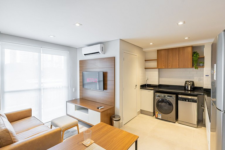 Sofisticado apê com 1 dormitório em Moema