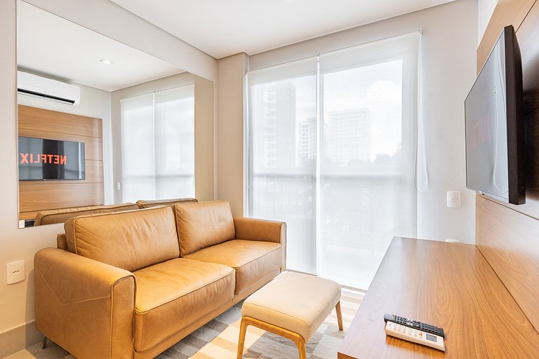 Sofisticado apê com 1 dormitório em Moema