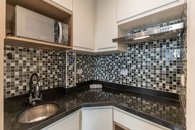 Flat moderno em hotel na Vila Olímpia com vaga