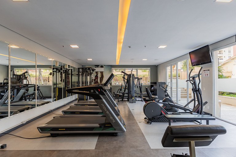 Flat moderno em hotel na Vila Olímpia com vaga