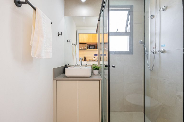 Estiloso Studio no Brooklin | Varanda com vista