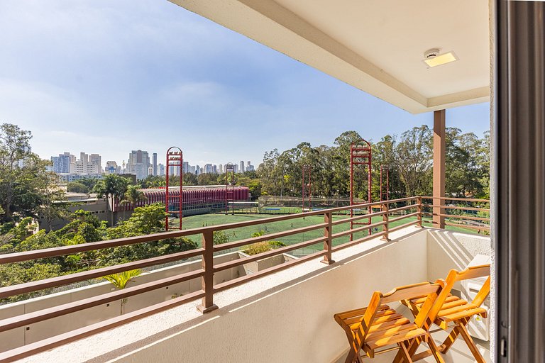 Estiloso Studio no Brooklin | Varanda com vista