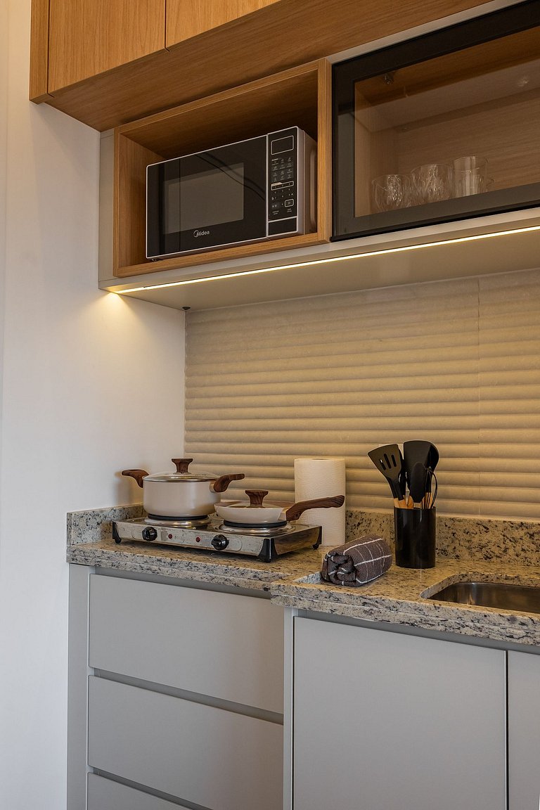 Estiloso Studio no Brooklin | Varanda com vista