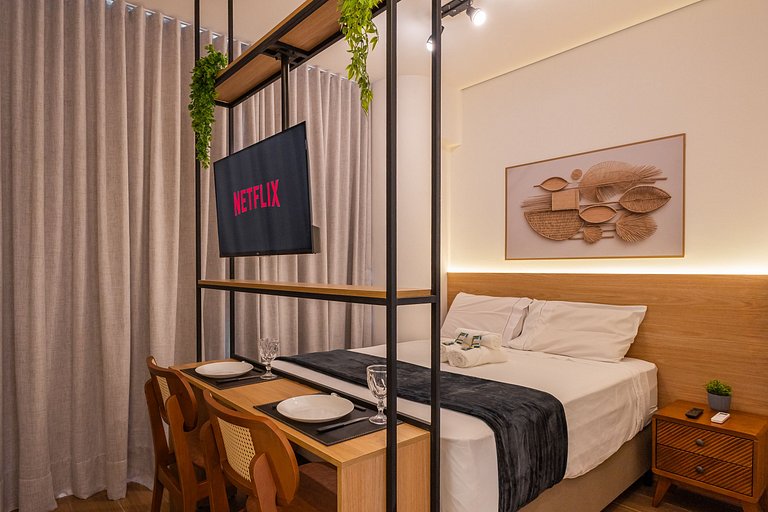 Estiloso Studio no Brooklin | Varanda com vista