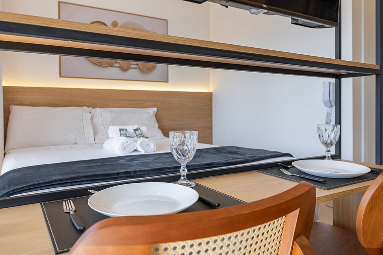 Estiloso Studio no Brooklin | Varanda com vista